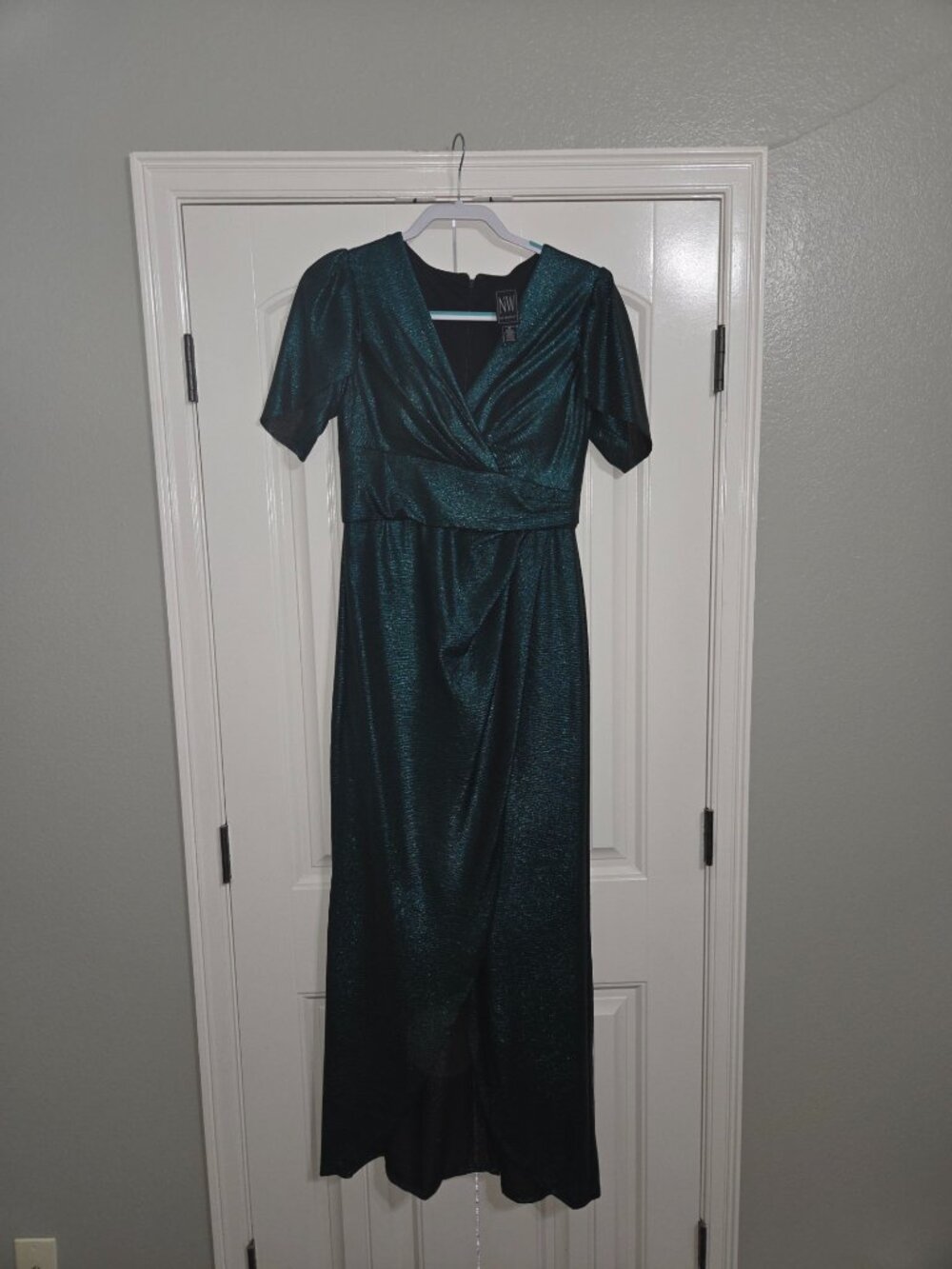 Nightway Metallic Teal Evening Gown Size 10 Formal Maxi Dress